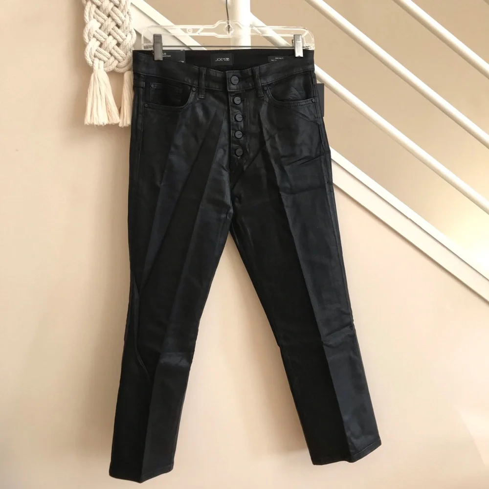 NWT Joe’s Jeans Callie Black Coated Denim High Rise Bootcut Crop Pants 28 & 30 - Picture 5 of 16